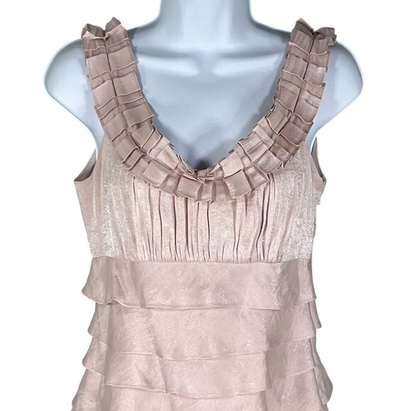 Ruffle Tiered Sleeveless Blush Pink Womens 4 Easter Spring Dress By London Times - Picture 4 of 15